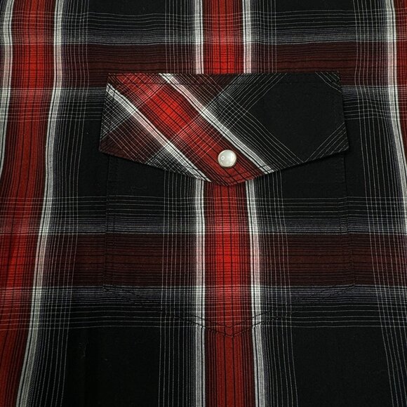 Men's 3XL Tall Pearl Snap Plaid Long Sleeve Flannel Shirt Boulder Creek - Picture 7 of 11